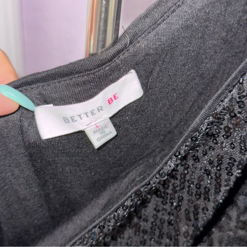 Black Sequin Cut Out Bodysuit - SIZE LARGE - Picture 4 of 5